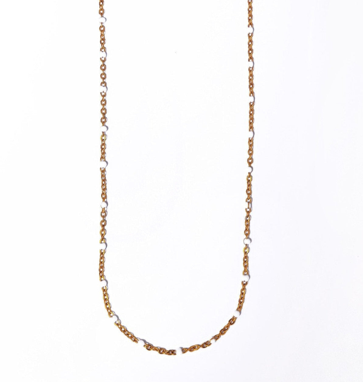 White Beaded Chain - Necklace