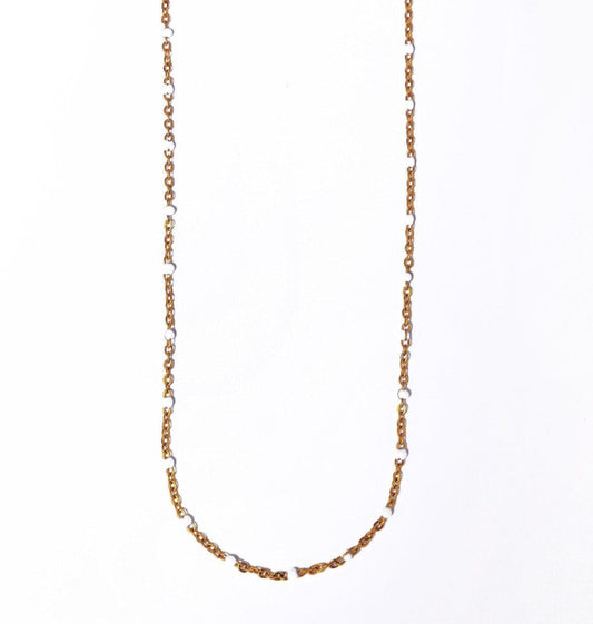 White Beaded Chain - Necklace