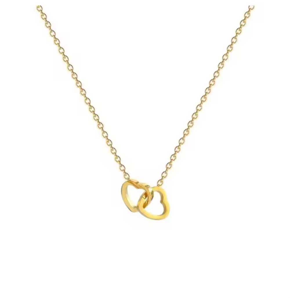 Double Heart Stone Necklace