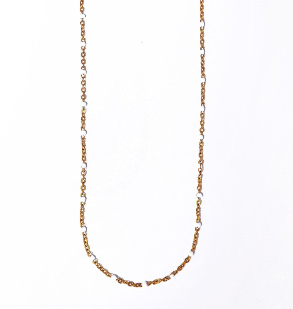 White Beaded Chain - Necklace